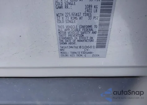 2016 Nissan Rogue Sv z USA, uszkodzony, nr VIN 5N1AT2MV7GC810601